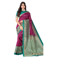 Satrani Women's Printed Poly Silk Saree With Unstitched Blouse Piece(2438St889_Wine)