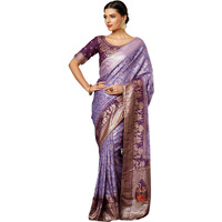 Satrani Women's Cotton Silk Dual Tone Banarasi Jacquard Saree With Unstitched Blouse Piece (3895S134N_Light Purple & Wine)