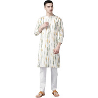 See Designs Men's White Multi Tie And Dye Print Design Straight Kurta - Sd2Kt_1111M