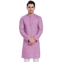 Divisive Men's Sequince Embroidered Cotton Blend Only Slim Fit Kurta (Dkrt522_Xxl_Lavendar)
