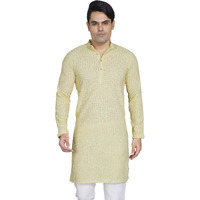 Divisive Men's Sequince Embroidered Cotton Blend Only Slim Fit Kurta (Dkrt747_M_Cream)