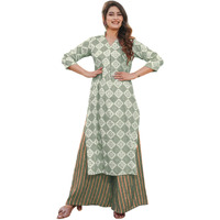 Fabnex Cotton Blend Regular Women Kurta Set (K-86-Pista-M_Pista_M)