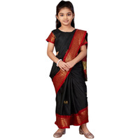 Aarika Girls Ethnic Wear Black Colour Kajol Silk Saree (3-9 Years)