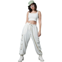Bewakoof Women's Solid Super Loose Fit Terry Co-Ordinates_628247 Beige_2Xl