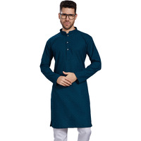 Divisive Men's Thread Embroidered Cotton Blend Only Slim Fit Kurta (Dkrt782_Xxl_Turquoise)