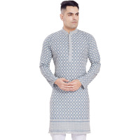 Divisive Men's Thread Embroidered Cotton Blend Only Slim Fit Kurta (Dkrt174_M_Grey)