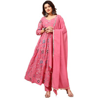 Fashion Basket Georgette Anarkali Kurta Set For Women (In, Alpha, M, Regular, Pink)