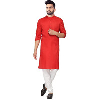Lookmark Men's Cotton Blend Yellow Straight Kurta(Kurta 03-L_)