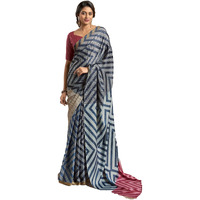 Pujia Mills Woman Handloom Tusser Saree Indian Ethnic Wear Simple Multicolor Printed Saree With Unstitch Blouse Regular Printed Sadi Simple Digital Print Weaving Border Saree
