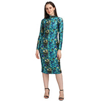 Purvaja Women's Polyester Blend Bodycon Knee Length Cocktail Dress (Siri-Turtle-Rama-Xl