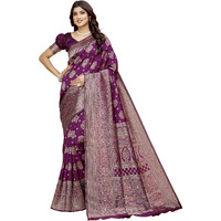 Shasmi Women's Banarasi Saree Pure Kanjivaram Silk Saree Soft New Ladies 2025 Design Wear Pattu Sarees Latest Party Sari Collections With Blouse Piece For Wedding Sadi (Pari-218 Wine)