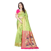 Sugathari Women's Banarasi Saree Pure Paithani Kanjivaram Silk Soft New Ladies 2024 Design Wear Pattu Sarees Latest Cotton Party Sari Collections With Blouse Piece For Wedding Sadi (Pari-205 Pista)