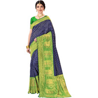 Glory Sarees Womens Banarasi Saree (Bridal_Silk134_Navy)