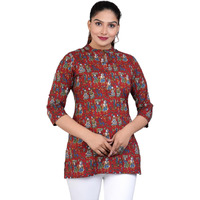 Jikonet Women's Rayon Straight Short Kurti - 1007, (Large, Maroon)