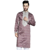 Jompers Mens Megenta Sequins Embroidered Kurtas (Megenta, L) Magenta