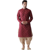 Kisah Mens Printed Cotton Blend Kurta - Traditional Ethnic Wear Kurta For Men For Weddings & Festivals, Maroon, 44