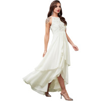 Miss Chase Women's Round Neck Sleeveless Solid Embellished Maxi Dress With Pockets (Mcss24D97-19-114-05, Off White, L)