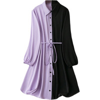 Om Sai Latest Creation Dresses For Women Colorblock One Piece Dress | Beach Wear Shirt Dress | Women's Vacation Outfits | Western Dress | Casual Dress For Women. (Large, Purple)