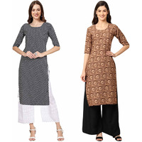 Pinkmint Women's Crepe Digital Print Straight Kurta [Pack Of 2] (Ckz-349-379-Xxl)