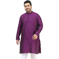 Sojanya Plus (Since 1958) Men's Silk Blend Violet Self Design Only Long Kurta