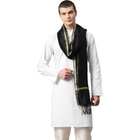 Weavers Villa Poly Silk Black Ethnic Woven Dupatta For Men (2.20 Mtrs)