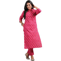 Anubhutee Ethnic Motif Printed Collared Straight Kurta With Trouser Set