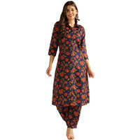 Dhruvi Trendz Womens Rayon Co-Ord Set Regular Fit Co-Ord Set (Dt-W1801&Tr857_Darkblue_M)