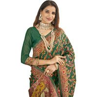 Glory Sarees Women's Kashmiri Cotton Woven Saree With Blouse Piece (Heritage_Silk111_Green)