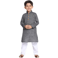 Jbn Creation Boys Pure Cotton Black And White Kurta Pyjama Set - Ethnic Elegance For Festivals | Comfortable Traditional Pure South Handloom Cotton Kurta Pyjama For Kids_Jbnbk070Blnpwh_22
