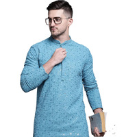 Jompers Men's Sequin Embroidered Pure Cotton Kurtas (Blue, Xxl)