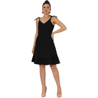 Kotty Women's Shoulder Straps A-Line Dress(Black,M)