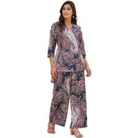Leriya Fashion Rayon Printed A-Line Front Open Co-Ord Kurta Set For Women (Lf-W2173&Tr1139-S-Black)