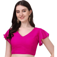 Pujia Mills Women's Georgette Bell Sleeve Readymade Saree Blouse (3003_Rani_38)
