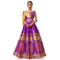 Purvaja Women's Jacquard Semi-Stitched Lehenga Choli (Khwab-Wine_Wine_Free Size)