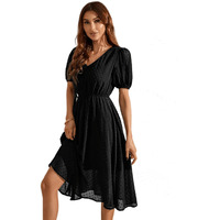 Tagas Women's Georgette A-Line Standard Standard Length Dress (Op-3210-1-Black-X-Small_Black