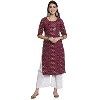 Pinkmint Elegant Printed Crepe Kurti's For Women's Ll Fashionable Kurti Ll Straight Round Neck Kurti (Pack Of 1) Purple