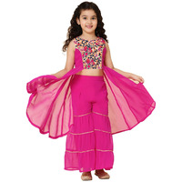 A.T.U.N. (All Things Uber Nice) A.T.U.N. Girls Embroidered Sharara Set_Gsrr Ple Kfg_1-2Y_Magenta-Multi