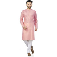 Be Active 100% Cotton Stylish Trendy Solid Pattern Full Sleeve Comfortable Men's Kurta Pyjama Set Gives Rich Look Rfsk0001_22_Set_L Light Pink