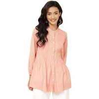 Fabindia Women's Embroidered Comfort Fit Tunic (2108839Peach_Peach