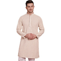 Jompers Men's Beige Sequin Embroidered Pure Cotton Kurtas (Beige, Xxl)