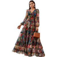 Litzo Women's Georgette A-Line Maxi Dress (L-30-M_Yellow