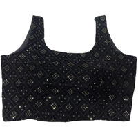 Pujia Mills Indian Ethnic Wear Readymade Designer Blouse Velvet Sleevless Blouse Matching Embroidery With Sequence Work Deep Neck Bollywood Style Black Color Readymade Blouse