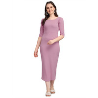 Purvaja Women's Corduroy Bodycon Midi Dress (Ruby-136-Lv-M_Light Violet