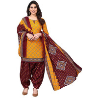 Satrani Women's Printed Poly Cotton Unstitched Dress Material(1175D1274N_Mustard Yellow1)