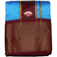Prakasam Cotton Brand- Poly Mixing Mens Panjakejam Dhoti & Towel Set (Asha-9X5) (Blue)