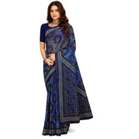 Tamaira Fashion Women's Bandhani Printed Pure Cotton Mulmul Saree Without Blouse Piece(11635_Indigo Blue)