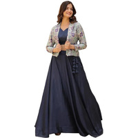 Xomantic Fashion Womens Art Silk Navyblue Color Readymade Lehenga Choli With Jacket (Navyblue, 2Xl)