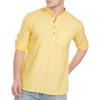 Divisive Men's Pure Cotton Relaxed Fit Short Kurta (Dkrt252_Xxl_Yellow)