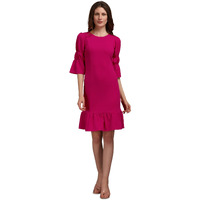 Purvaja Women's Polyester Blend Bodycon Knee-Length Dress (Ruby-424-Pink-M_Pink