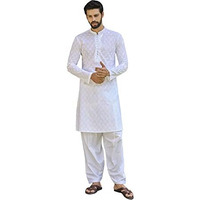 See Designs Men White Chikankari Embroidered Straight Kurta - Sd2Mkt_1092M